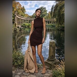 Anthropologie NWT Ruched Mock-Neck Knit Dress size XL.